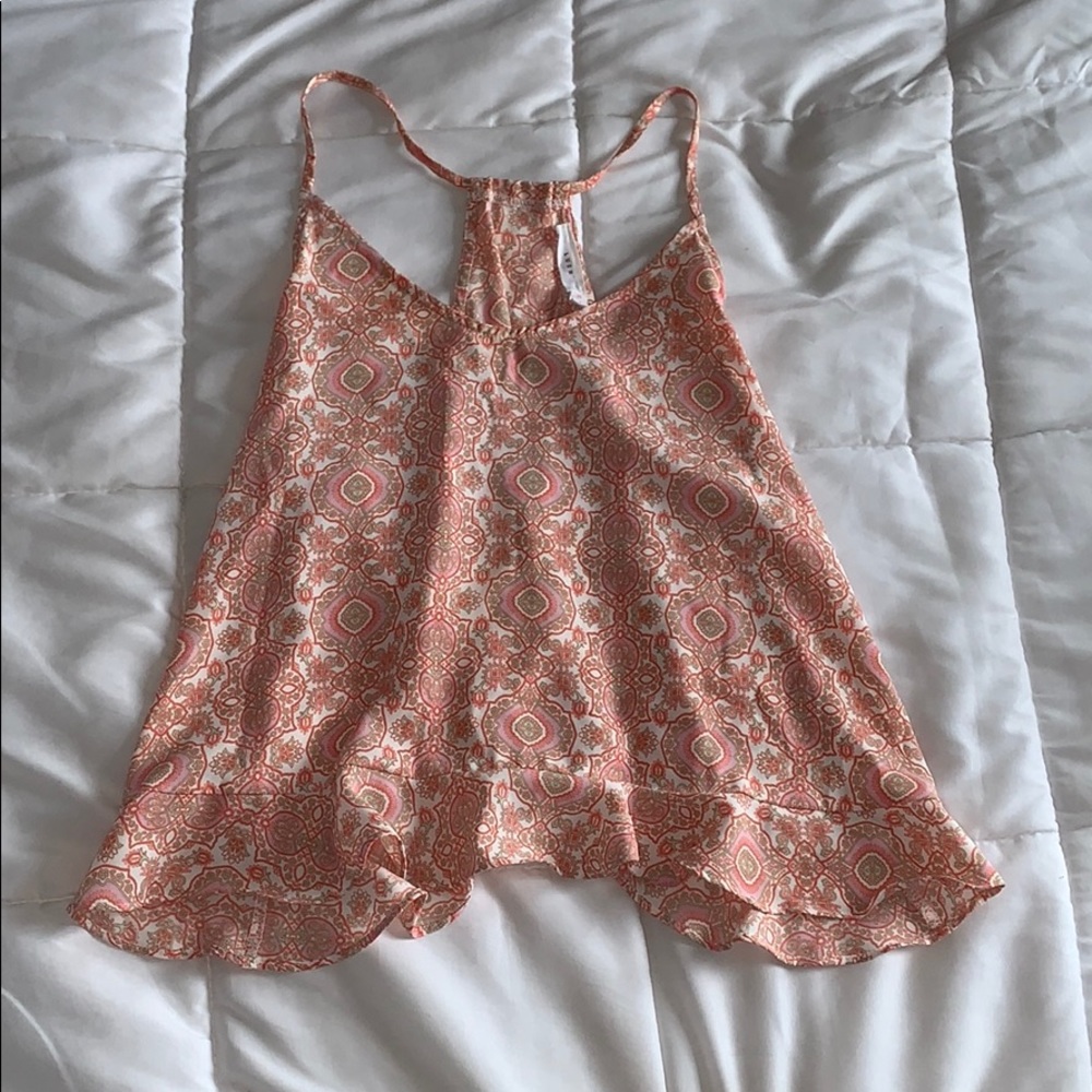 Coral flowy tank top